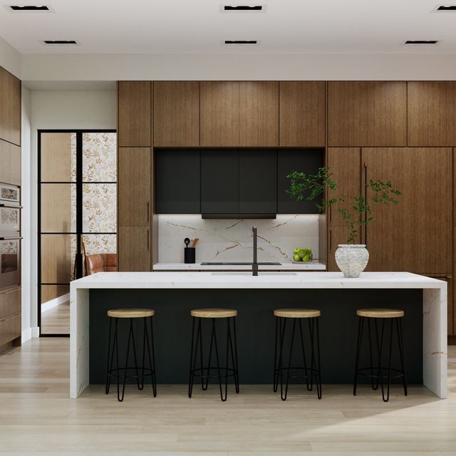 Walnut and black kitchen